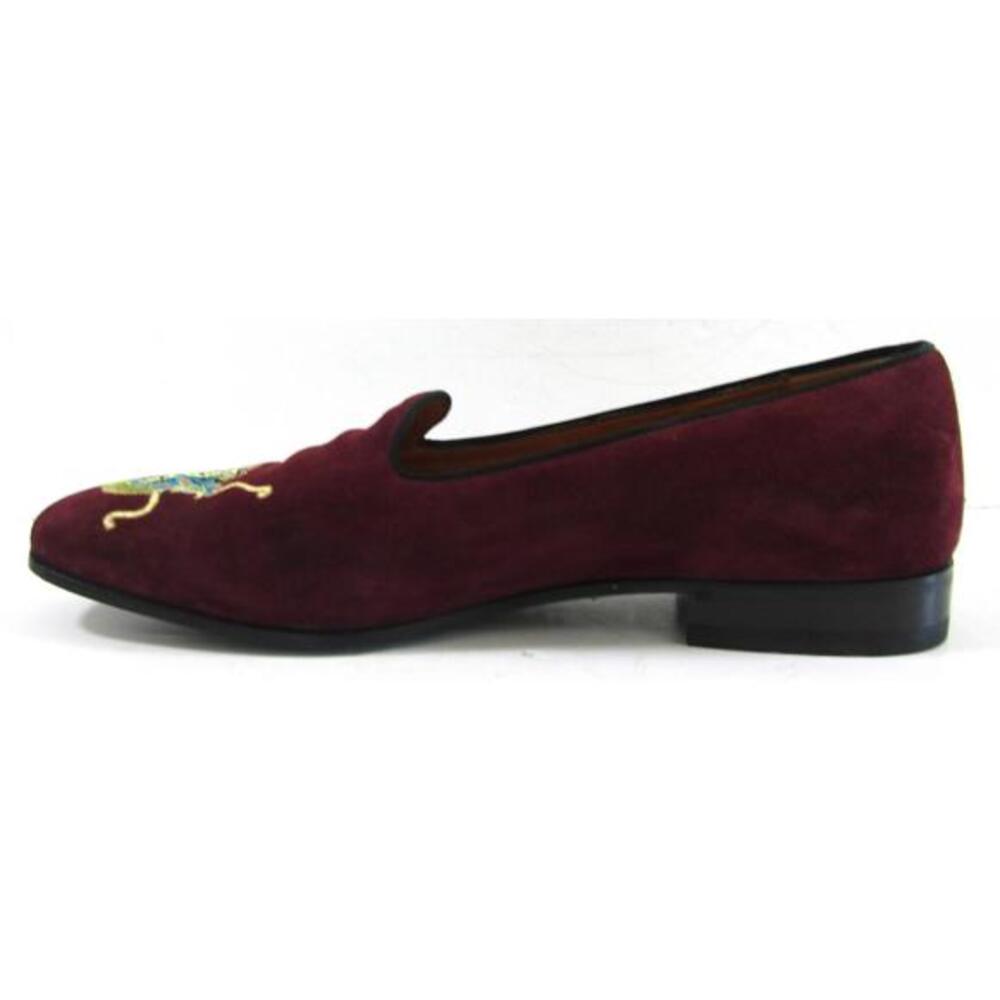 Gucci Dragon Embroidered Wine Colored Suede Loafers Shoes Size 9 - Picture 9 of 12